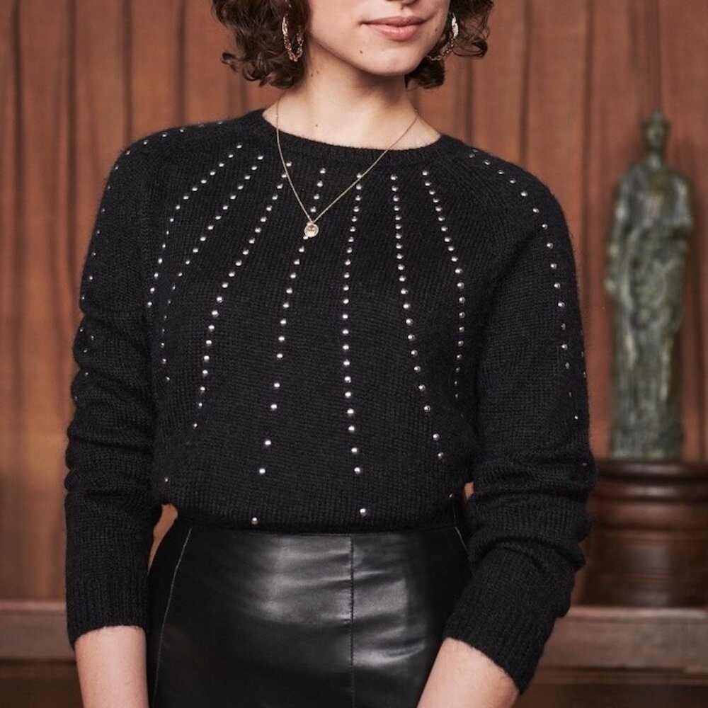 Sezane x Le Fil Rouge Sylvestre Jumper in Noir Size Small